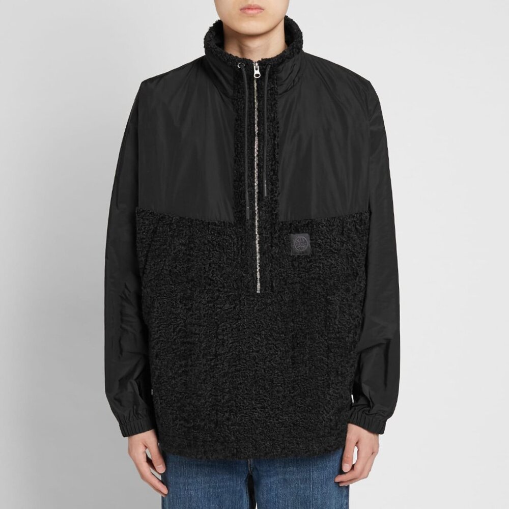 McQ Alexander McQueen Half-Zip Mixed-Media Pullover Track Jacket Black size 46